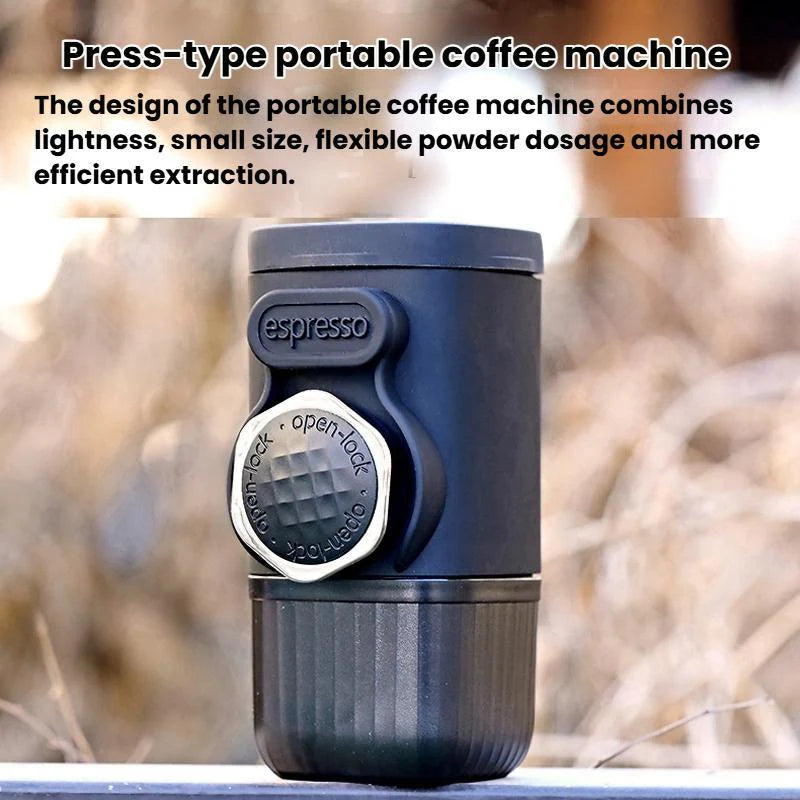 Portable Hand-Pressed Coffee Maker Home Travel Press-Type Coffee Machine(Black)